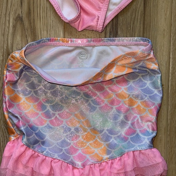 Wonder Nation Pink and Multicolor Kids Swim Bikini 3-pc Set - Picture 3 of 4